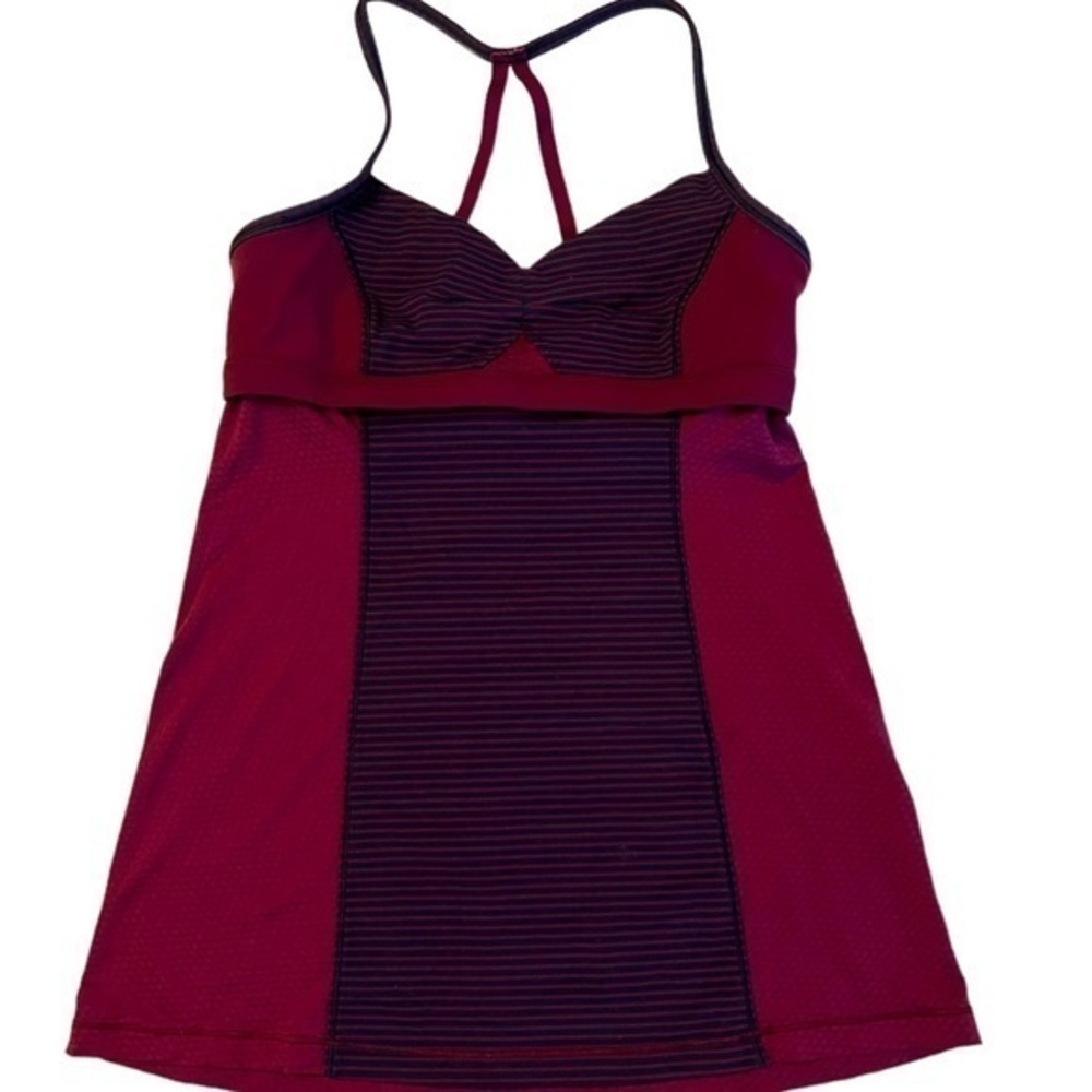 Lululemon Bend and Flow purple and navy blue striped yoga workout tank top